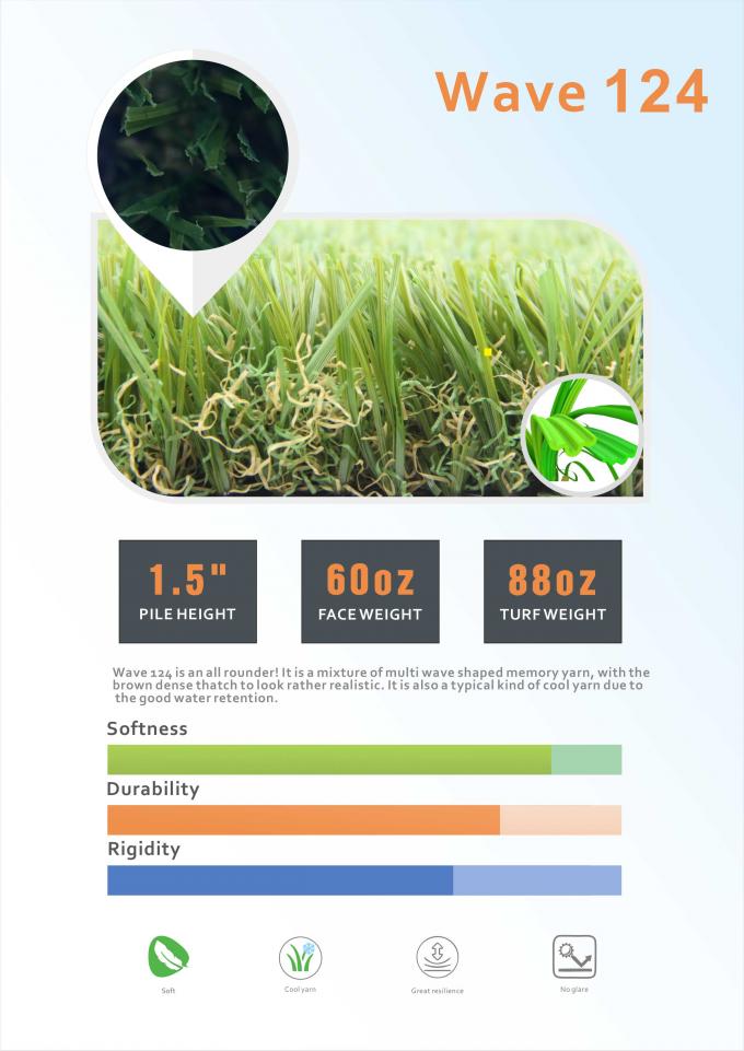 4 سم سجادة العشب الاصطناعي العشب مزدوج الموجة حيدة 12400 Detex 0