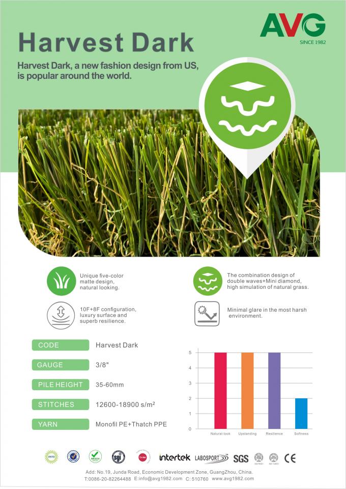 دليل على الطقس الاصطناعي وضع العشب الأخضر 60 مم سجادة الحديقة الطبيعية العشب 0