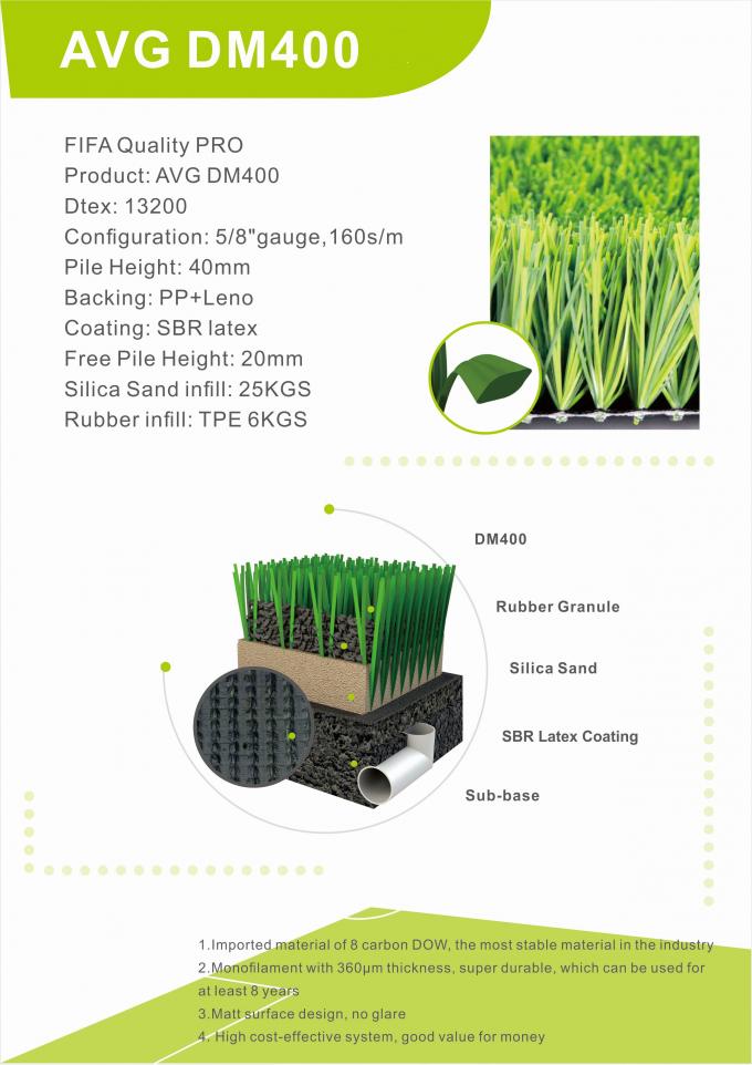 عالية الجودة تصميم جديد لكرة القدم العشب الاصطناعي العشب الاصطناعي 40mm 0