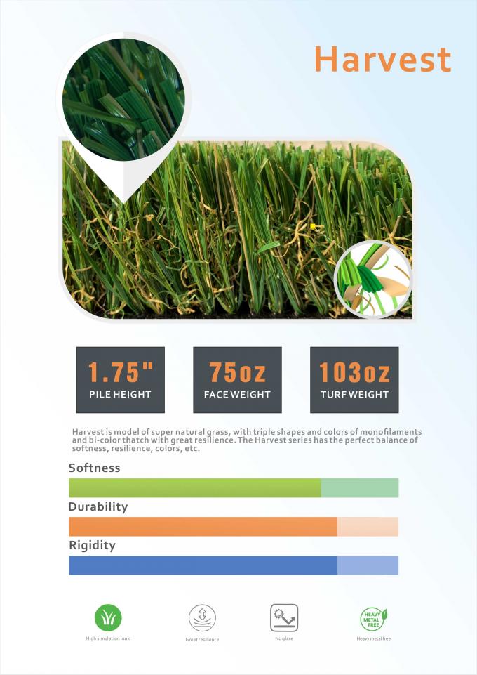 ارتفاع 51 ملم سجادة عشب اصطناعية العشب الاصطناعي العشب في الهواء الطلق 0
